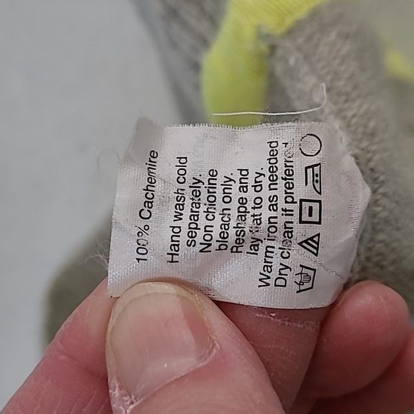 J. Crew Cashmere Sweater in Gray and Neon Yellow size Small - Picture 8 of 9